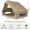 imageOutvita Inflatable Tents Easy Setup Blow Up Tent with Pump Waterproof Oxford Inflatable House for Camping Air Glamping Tent with Stove Jack Mesh Windows Storage Bag35 Khaki