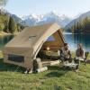 imageOutvita Inflatable Tents Easy Setup Blow Up Tent with Pump Waterproof Oxford Inflatable House for Camping Air Glamping Tent with Stove Jack Mesh Windows Storage Bag35 Khaki