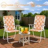image:imageOutvita Webbed Lawn Chairs Set of 2 Foldable Metal Patio Chairs Stable Steel Outdoor Chair for Camping Fishing Beach Poolside Backyard and BBQOrangewhite
