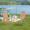 image:imageOutvita Webbed Lawn Chairs Set of 2 Foldable Metal Patio Chairs Stable Steel Outdoor Chair for Camping Fishing Beach Poolside Backyard and BBQOrangewhite