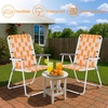 image:imageOutvita Webbed Lawn Chairs Set of 2 Foldable Metal Patio Chairs Stable Steel Outdoor Chair for Camping Fishing Beach Poolside Backyard and BBQOrangewhite