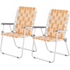 image:imageOutvita Webbed Lawn Chairs Set of 2 Foldable Metal Patio Chairs Stable Steel Outdoor Chair for Camping Fishing Beach Poolside Backyard and BBQOrangewhite