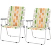 image:imageOutvita Webbed Lawn Chairs Set of 2 Foldable Metal Patio Chairs Stable Steel Outdoor Chair for Camping Fishing Beach Poolside Backyard and BBQRainbow