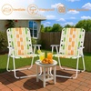image:imageOutvita Webbed Lawn Chairs Set of 2 Foldable Metal Patio Chairs Stable Steel Outdoor Chair for Camping Fishing Beach Poolside Backyard and BBQRainbow
