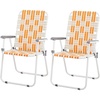 image:imageOutvita Webbed Lawn Chairs Set of 2 Foldable Metal Patio Chairs Stable Steel Outdoor Chair for Camping Fishing Beach Poolside Backyard and BBQOrangewhite