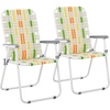 image:imageOutvita Webbed Lawn Chairs Set of 2 Foldable Metal Patio Chairs Stable Steel Outdoor Chair for Camping Fishing Beach Poolside Backyard and BBQRainbow