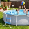 image:imageOutvita Metal Frame Above Ground Swimming Pool Entry 3 Step Exit Ladder for 42 High Wall Pools 300 Pound CapacityBlue amp WhiteWhiteBlue