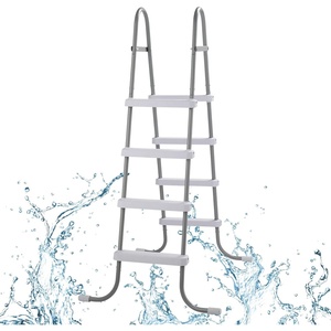 image:imageOutvita Metal Frame Above Ground Swimming Pool Entry 3 Step Exit Ladder for 42 High Wall Pools 300 Pound CapacityBlue amp WhiteGrayWhite