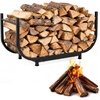 image:imageOutvita 8ft Outdoor Firewood Rack with Cover Heavy Duty Firewood Holder amp 600D Oxford Waterproof Cover IndoorOutdoor Log Storage Rack Metal Wood Pile Storage Organizer for Fireplace PatioBlack