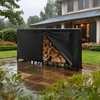 image:imageOutvita 8ft Outdoor Firewood Rack with Cover Heavy Duty Firewood Holder amp 600D Oxford Waterproof Cover IndoorOutdoor Log Storage Rack Metal Wood Pile Storage Organizer for Fireplace PatioBlack