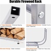 image:imageOutvita 8ft Outdoor Firewood Rack with Cover Heavy Duty Firewood Holder amp 600D Oxford Waterproof Cover IndoorOutdoor Log Storage Rack Metal Wood Pile Storage Organizer for Fireplace PatioSilver