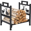 image:imageOutvita 8ft Outdoor Firewood Rack with Cover Heavy Duty Firewood Holder amp 600D Oxford Waterproof Cover IndoorOutdoor Log Storage Rack Metal Wood Pile Storage Organizer for Fireplace PatioBlack