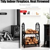 image:imageOutvita 8ft Outdoor Firewood Rack with Cover Heavy Duty Firewood Holder amp 600D Oxford Waterproof Cover IndoorOutdoor Log Storage Rack Metal Wood Pile Storage Organizer for Fireplace PatioBlack