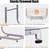 image:imageOutvita 8ft Outdoor Firewood Rack with Cover Heavy Duty Firewood Holder amp 600D Oxford Waterproof Cover IndoorOutdoor Log Storage Rack Metal Wood Pile Storage Organizer for Fireplace PatioSilver
