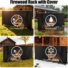 image:imageOutvita 8ft Outdoor Firewood Rack with Cover Heavy Duty Firewood Holder amp 600D Oxford Waterproof Cover IndoorOutdoor Log Storage Rack Metal Wood Pile Storage Organizer for Fireplace PatioBlack