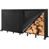 image:imageOutvita 8ft Outdoor Firewood Rack with Cover Heavy Duty Firewood Holder amp 600D Oxford Waterproof Cover IndoorOutdoor Log Storage Rack Metal Wood Pile Storage Organizer for Fireplace PatioBlack