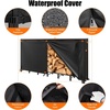 image:imageOutvita 8ft Outdoor Firewood Rack with Cover Heavy Duty Firewood Holder amp 600D Oxford Waterproof Cover IndoorOutdoor Log Storage Rack Metal Wood Pile Storage Organizer for Fireplace PatioBlack