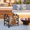 image:imageOutvita 8ft Outdoor Firewood Rack with Cover Heavy Duty Firewood Holder amp 600D Oxford Waterproof Cover IndoorOutdoor Log Storage Rack Metal Wood Pile Storage Organizer for Fireplace PatioBlack