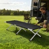 image:imageOutvita Folding Camping Cot Sleeping Bed with Carry Bag Lightweight Portable Cots for Travel Fishing Hiking and Outdoor ActivitiesBlack camping cot