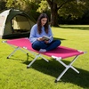 image:imageOutvita Folding Camping Cot Sleeping Bed with Carry Bag Lightweight Portable Cots for Travel Fishing Hiking and Outdoor ActivitiesPink camping cot