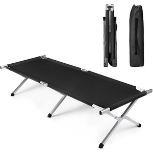 image:imageOutvita Folding Camping Cot Sleeping Bed with Carry Bag Lightweight Portable Cots for Travel Fishing Hiking and Outdoor ActivitiesBlack camping cot