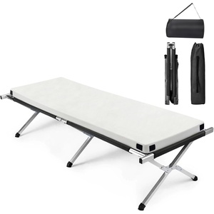 image:imageOutvita Folding Camping Cot Sleeping Bed with Carry Bag Lightweight Portable Cots for Travel Fishing Hiking and Outdoor ActivitiesBlack camping cotmat
