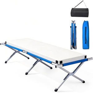 image:imageOutvita Folding Camping Cot Sleeping Bed with Carry Bag Lightweight Portable Cots for Travel Fishing Hiking and Outdoor ActivitiesBlue camping cotmat