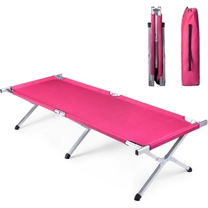image:imageOutvita Folding Camping Cot Sleeping Bed with Carry Bag Lightweight Portable Cots for Travel Fishing Hiking and Outdoor ActivitiesPink camping cot