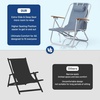 image:imageOutvita Folding Beach Chair 4 Position Adjustable Reclining Lounge Chair with Padded Headrest Large Rear amp Side Storage Pockets Lightweight Portable Outdoor Chair for Beach Pool Garden BBQBlue