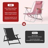 image:imageOutvita Folding Beach Chair 4 Position Adjustable Reclining Lounge Chair with Padded Headrest Large Rear amp Side Storage Pockets Lightweight Portable Outdoor Chair for Beach Pool Garden BBQPink