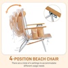 image:imageOutvita Folding Beach Chair 4 Position Adjustable Reclining Lounge Chair with Padded Headrest Large Rear amp Side Storage Pockets Lightweight Portable Outdoor Chair for Beach Pool Garden BBQOrange