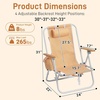 image:imageOutvita Folding Beach Chair 4 Position Adjustable Reclining Lounge Chair with Padded Headrest Large Rear amp Side Storage Pockets Lightweight Portable Outdoor Chair for Beach Pool Garden BBQOrange