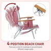 image:imageOutvita Folding Beach Chair 4 Position Adjustable Reclining Lounge Chair with Padded Headrest Large Rear amp Side Storage Pockets Lightweight Portable Outdoor Chair for Beach Pool Garden BBQPink