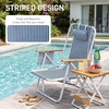 image:imageOutvita Folding Beach Chair 4 Position Adjustable Reclining Lounge Chair with Padded Headrest Large Rear amp Side Storage Pockets Lightweight Portable Outdoor Chair for Beach Pool Garden BBQBlue