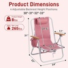 image:imageOutvita Folding Beach Chair 4 Position Adjustable Reclining Lounge Chair with Padded Headrest Large Rear amp Side Storage Pockets Lightweight Portable Outdoor Chair for Beach Pool Garden BBQPink