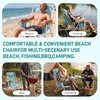 image:imageOutvita Folding Beach Chair 4 Position Adjustable Reclining Lounge Chair with Padded Headrest Large Rear amp Side Storage Pockets Lightweight Portable Outdoor Chair for Beach Pool Garden BBQMint Green