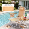 image:imageOutvita Folding Beach Chair 4 Position Adjustable Reclining Lounge Chair with Padded Headrest Large Rear amp Side Storage Pockets Lightweight Portable Outdoor Chair for Beach Pool Garden BBQOrange