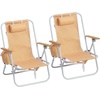 image:imageOutvita Folding Beach Chair 4 Position Adjustable Reclining Lounge Chair with Padded Headrest Large Rear amp Side Storage Pockets Lightweight Portable Outdoor Chair for Beach Pool Garden BBQOrange