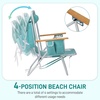 image:imageOutvita Folding Beach Chair 4 Position Adjustable Reclining Lounge Chair with Padded Headrest Large Rear amp Side Storage Pockets Lightweight Portable Outdoor Chair for Beach Pool Garden BBQMint Green