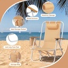 image:imageOutvita Folding Beach Chair 4 Position Adjustable Reclining Lounge Chair with Padded Headrest Large Rear amp Side Storage Pockets Lightweight Portable Outdoor Chair for Beach Pool Garden BBQOrange