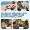 image:imageOutvita Folding Beach Chair 4 Position Adjustable Reclining Lounge Chair with Padded Headrest Large Rear amp Side Storage Pockets Lightweight Portable Outdoor Chair for Beach Pool Garden BBQBlue