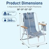 image:imageOutvita Folding Beach Chair 4 Position Adjustable Reclining Lounge Chair with Padded Headrest Large Rear amp Side Storage Pockets Lightweight Portable Outdoor Chair for Beach Pool Garden BBQBlue
