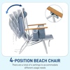 image:imageOutvita Folding Beach Chair 4 Position Adjustable Reclining Lounge Chair with Padded Headrest Large Rear amp Side Storage Pockets Lightweight Portable Outdoor Chair for Beach Pool Garden BBQBlue