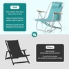 image:imageOutvita Folding Beach Chair 4 Position Adjustable Reclining Lounge Chair with Padded Headrest Large Rear amp Side Storage Pockets Lightweight Portable Outdoor Chair for Beach Pool Garden BBQMint Green