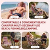 image:imageOutvita Folding Beach Chair 4 Position Adjustable Reclining Lounge Chair with Padded Headrest Large Rear amp Side Storage Pockets Lightweight Portable Outdoor Chair for Beach Pool Garden BBQPink