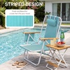 image:imageOutvita Folding Beach Chair 4 Position Adjustable Reclining Lounge Chair with Padded Headrest Large Rear amp Side Storage Pockets Lightweight Portable Outdoor Chair for Beach Pool Garden BBQMint Green