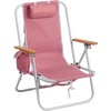image:imageOutvita Folding Beach Chair 4 Position Adjustable Reclining Lounge Chair with Padded Headrest Large Rear amp Side Storage Pockets Lightweight Portable Outdoor Chair for Beach Pool Garden BBQPink