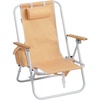 image:imageOutvita Folding Beach Chair 4 Position Adjustable Reclining Lounge Chair with Padded Headrest Large Rear amp Side Storage Pockets Lightweight Portable Outdoor Chair for Beach Pool Garden BBQOrange