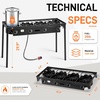 image:imageOutvita 3 Burner Propane Gas Stove for Outdoor Cooking 225000 BTU  Camping Cooker with Windscreen for Cooking BBQ Baking Turkey FryingFour Burners