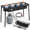 image:imageOutvita 3 Burner Propane Gas Stove for Outdoor Cooking 225000 BTU  Camping Cooker with Windscreen for Cooking BBQ Baking Turkey FryingFour Burners